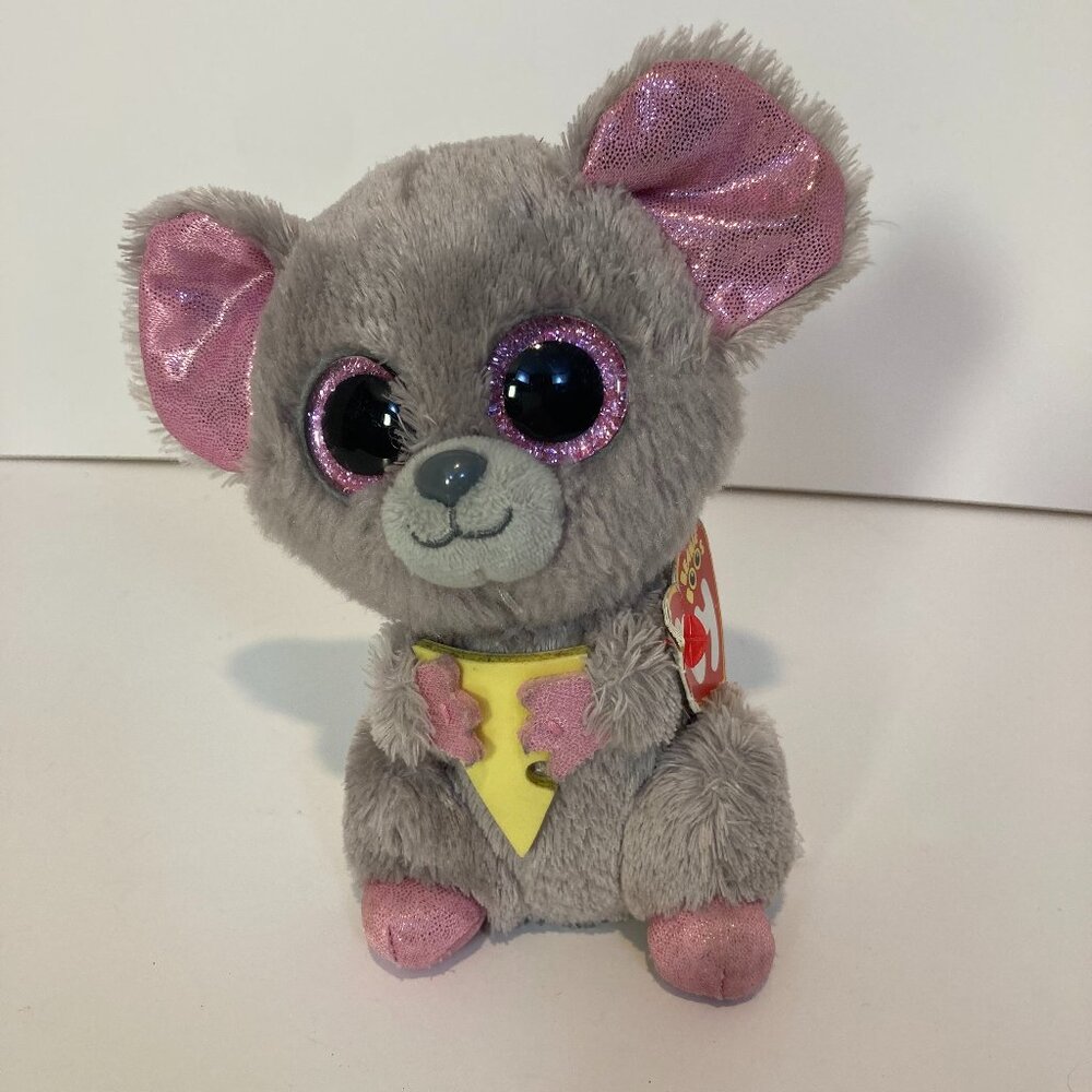 Ty Beanie Boos Squeaker Mouse 6" Stuffed Plush Toy 2017 Pink Eyes W Tag